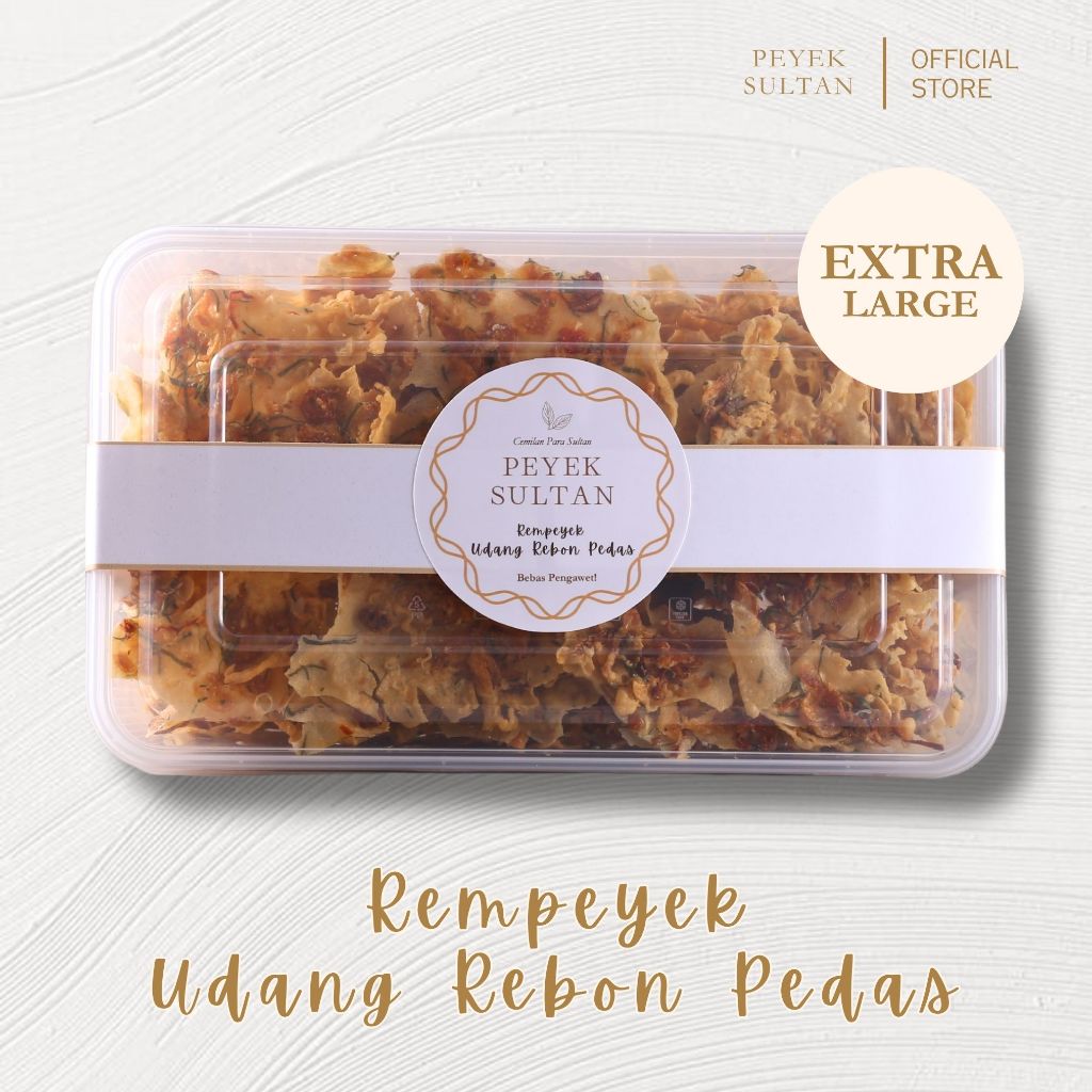 

PEYEK SULTAN - Rempeyek Udang Rebon Pedas (Box - Large & Extra Large XL)