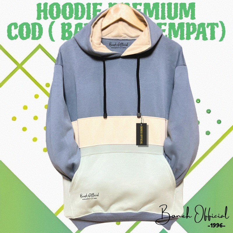 Sweater Hoodie Kombinasi Pria Wanita High Quality Premium Bahan Tebal Katun Flecee Jaket 3 Warna Bel