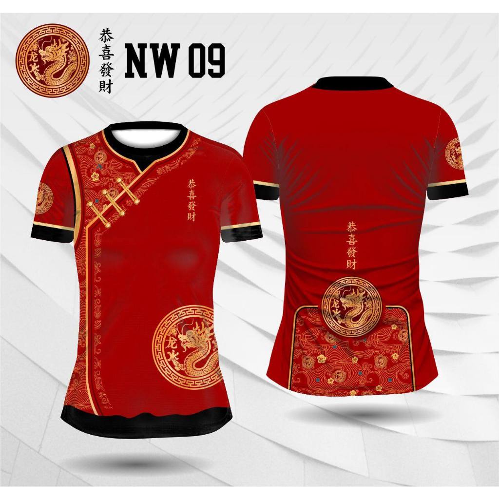 baju imlek cheongsam wanita shio naga jersey naga gong xi fa cai shio naga baju tahun baru cina Nw09