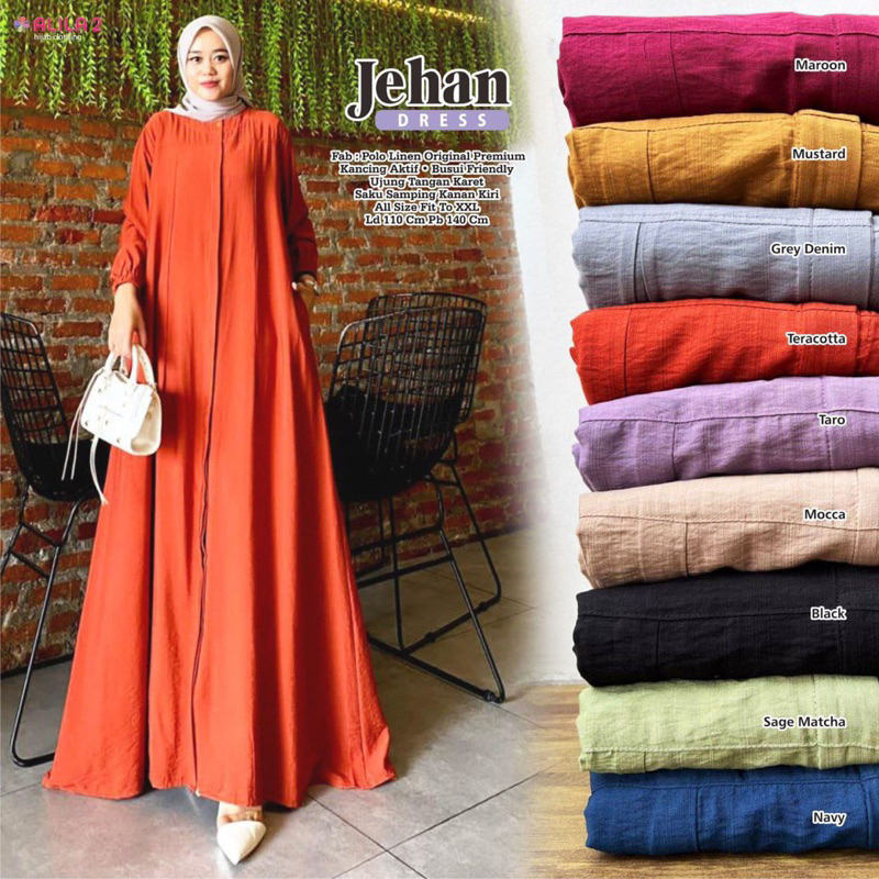 JEHAN DRESS BY ALILA/ GAMIS POLO LINEN PREMIUM BEST SELLER