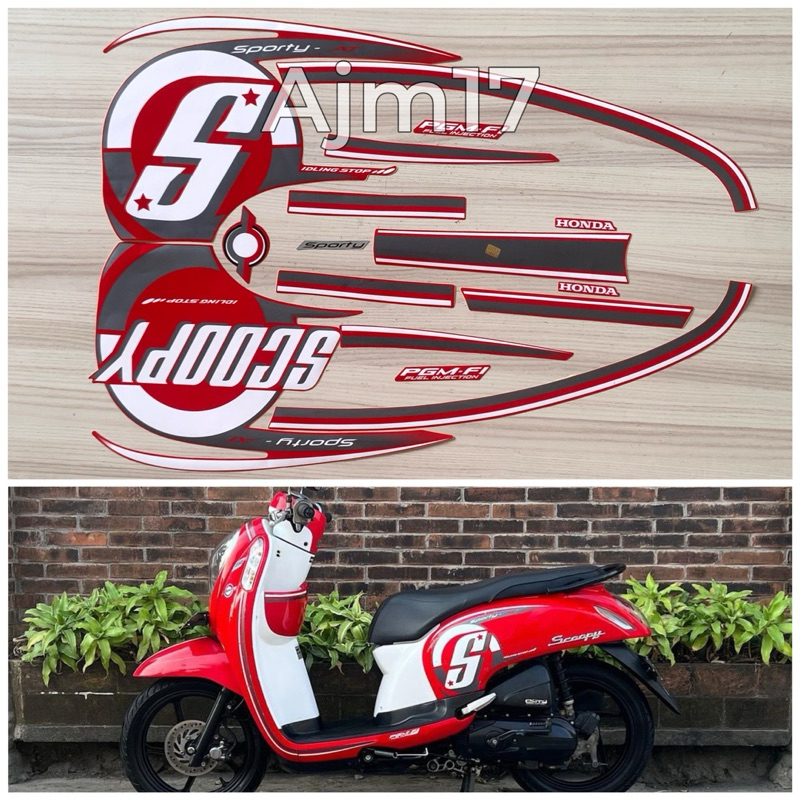 STIKER STEIPING SCOOPY 2015 2016 MERAH PUTIH SPORTY