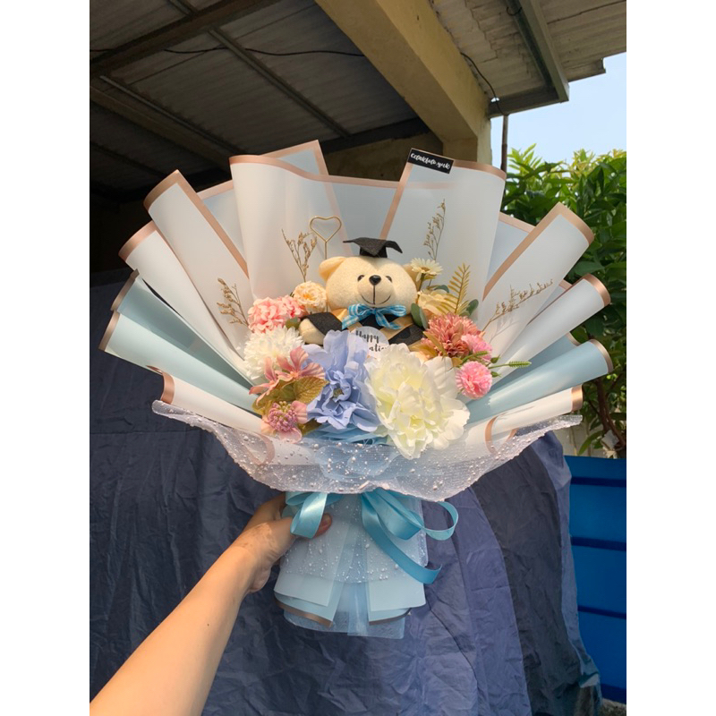 BOUQUET BONEKA DAN BUNGA SIZE BESAR