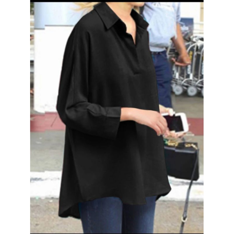ZANZEA Blouse wanita import elegan kerah jumbo S-5XL
