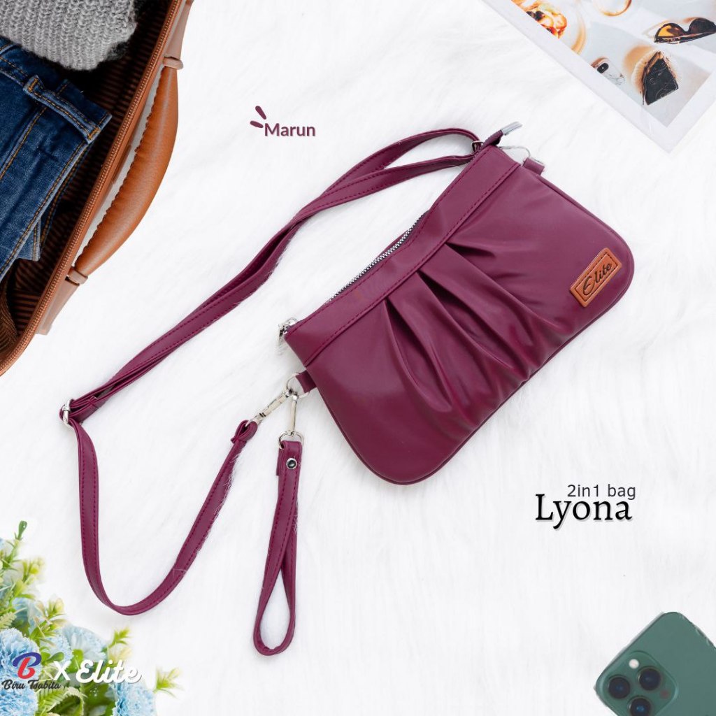 LYONA BY BIRU TSABITA X ELITE, Tas wanita, tas selempang kekinian, Biru Tsabita
