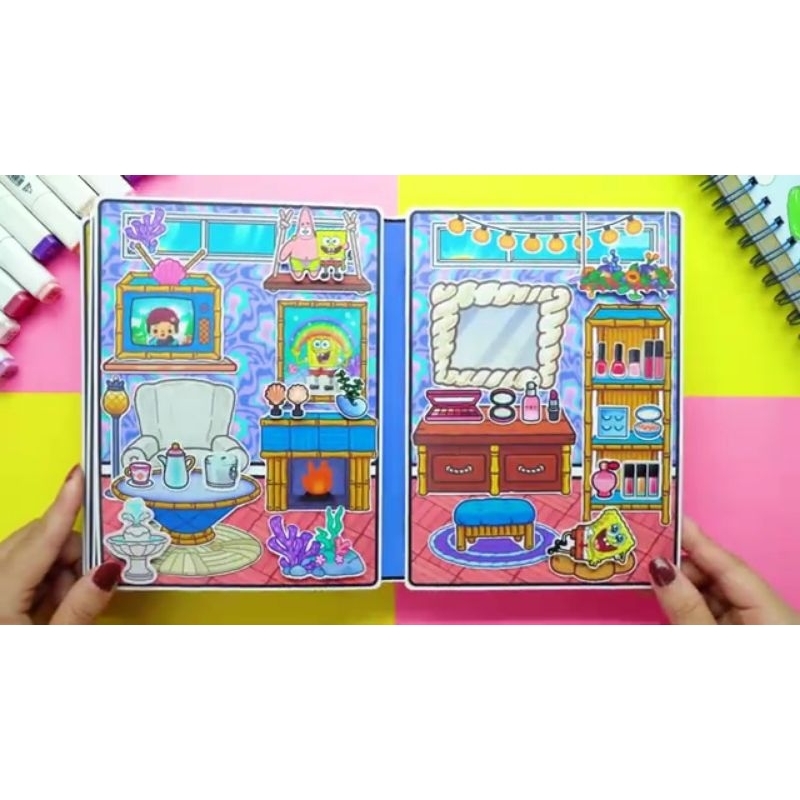Toca Boca Mainan Edukasi Paper Book Paper Doll Toca Spongebob Squarepants House Edisi 80 Quite book 
