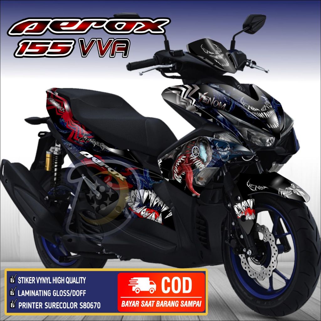 Decal Aerox 155 VVA Lama Striping AEROX 155 Lama Stiker Aerox 155 Old Venom