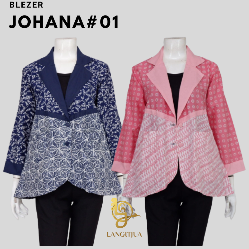 Blezer Johana 01 - Baju Kerja| Atasan Wanita Formal Batik Cap Garutan Motif Pagi-Sore
