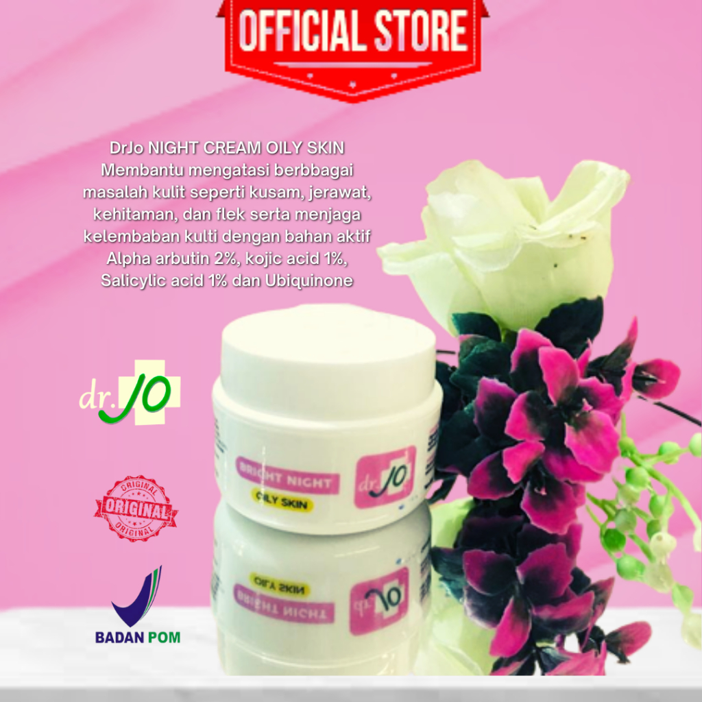 DR.JO BRIGHT NIGH OILY | CREAM MALAM KLINIK DR.JO KULIT BERMINYAK & MENCERAHKAN BPOM AMAN HALAL