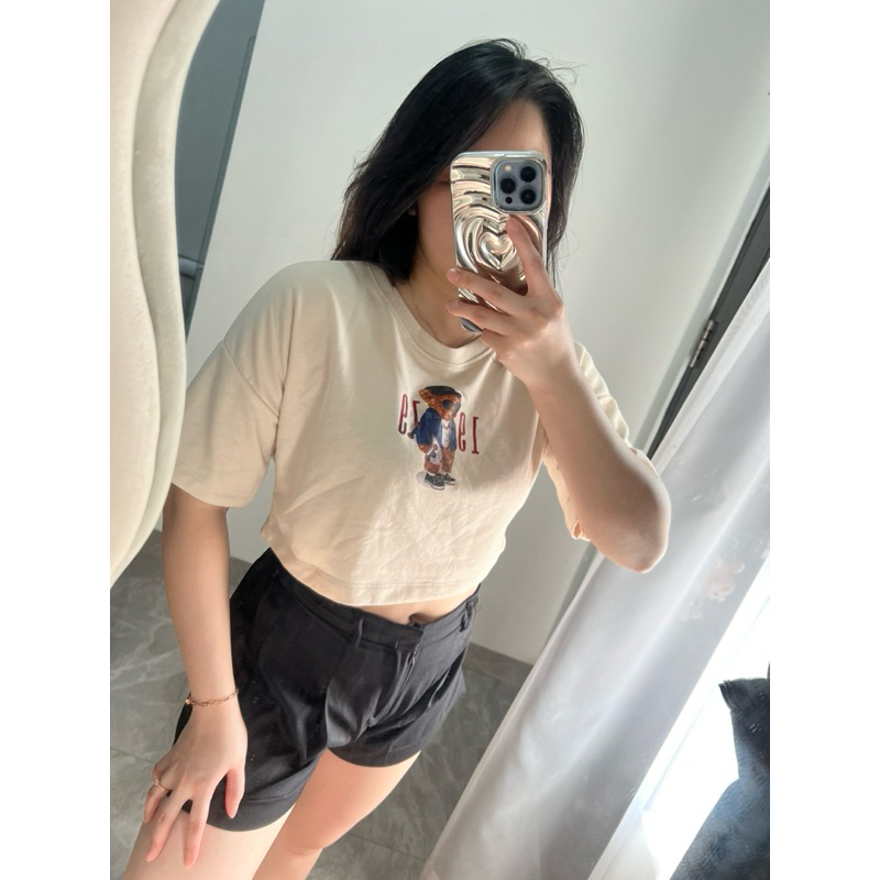 Baju Kaos Gambar Beruang Wanita Murah Baju Crop top Beruang