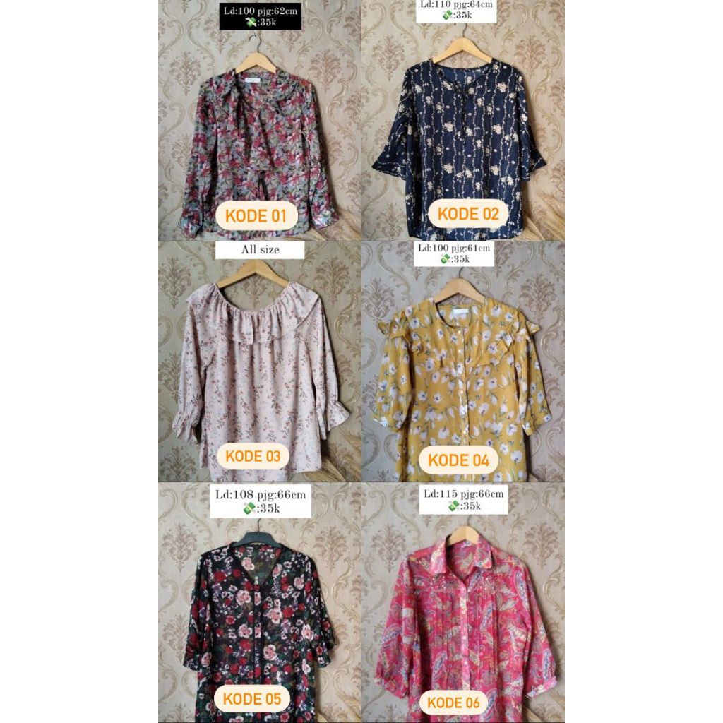 Blouse & Kemeja Wanita bunga bunga Korean PREMIUM