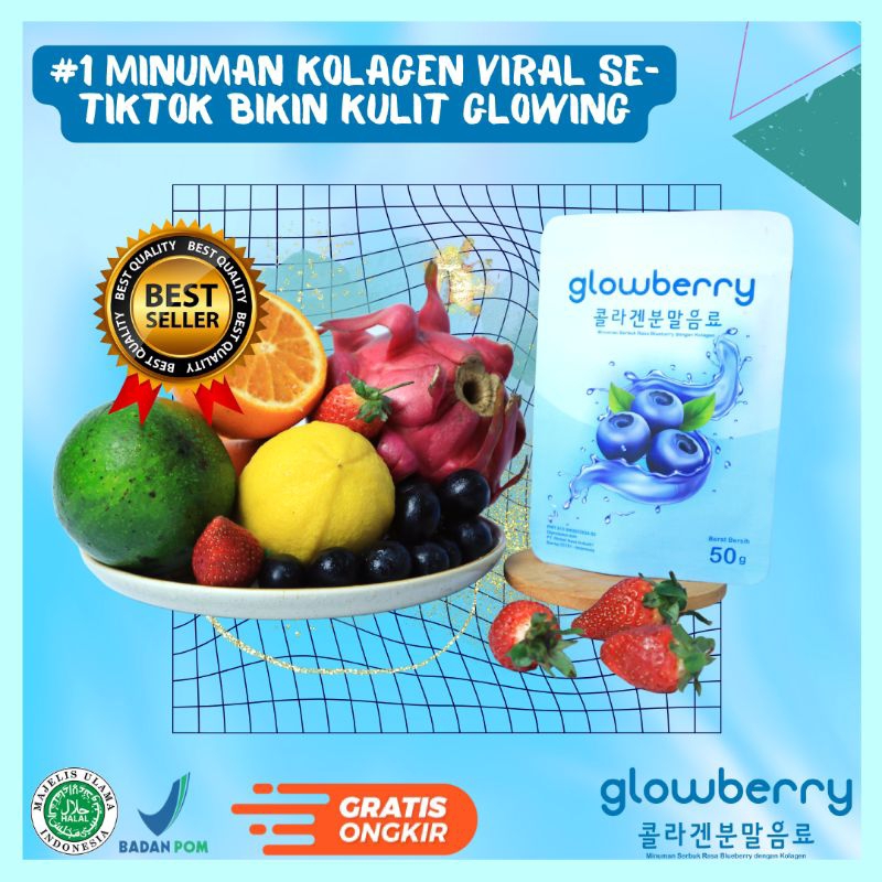 [PROMO] Minuman Glowberry Rasa Blueberry Collagen Drink Pemutih Alami bukan Glughava Colaberry Glass
