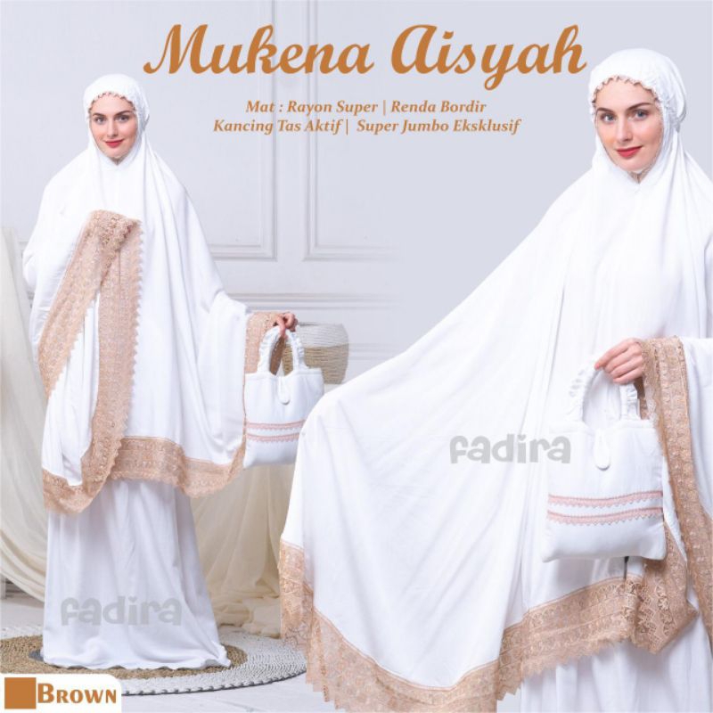 TERMURAH... AISYAH Ori Fadira Mukena Putih Renda Super Jumbo Rayon Super