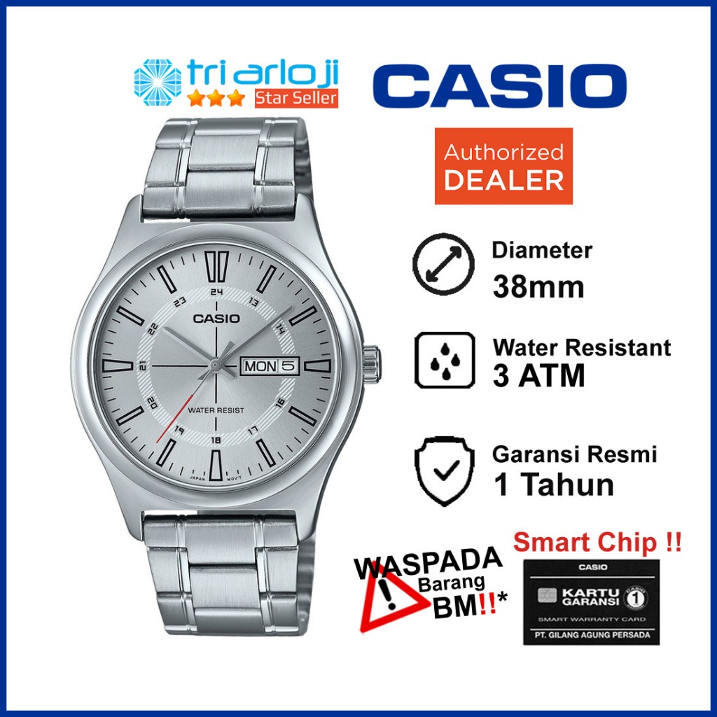 CASIO MTP-V006D-7CUDF Jam Tangan Pria Analog Stainless Steel MTP-V006D-7C MTPV006D