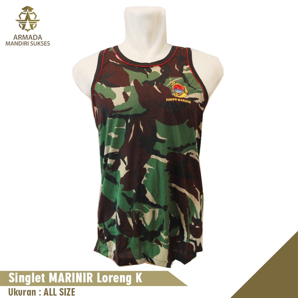Kaos Singlet Marinir Logo Loreng - Kaos Dalam Marinir