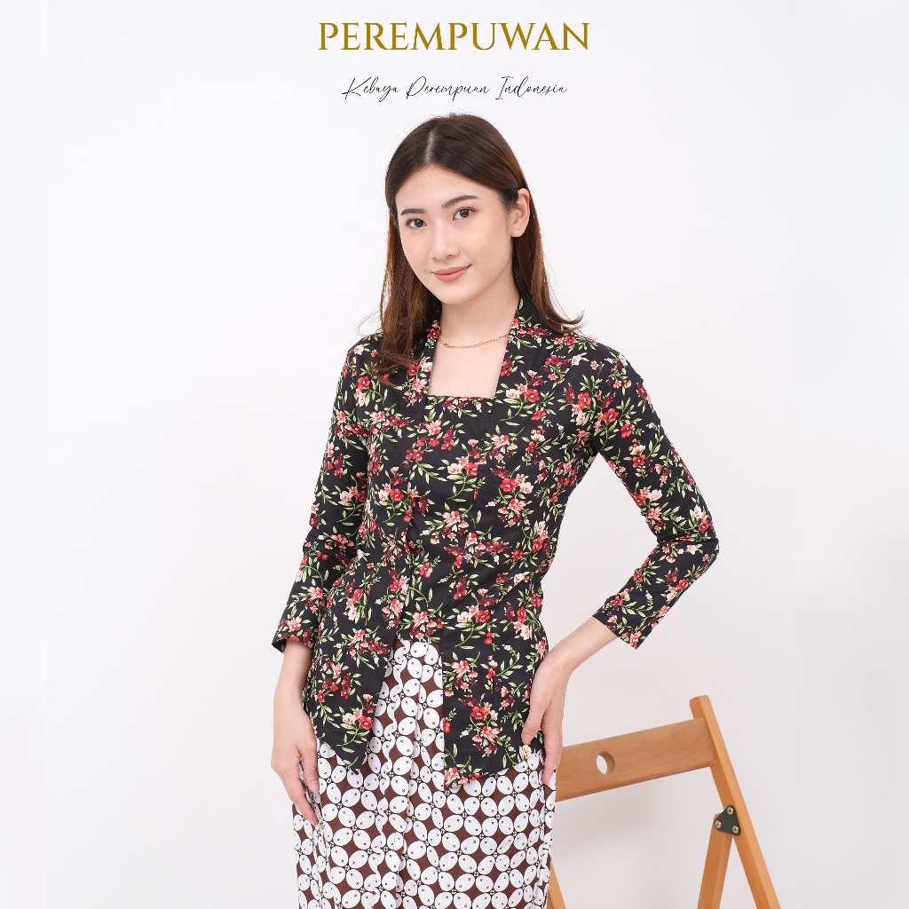 PEREMPUWAN Atasan Kebaya Kutu baru Jawa Kembang Lawas Jadul Casual Katun Motif Bunga Floral Modern