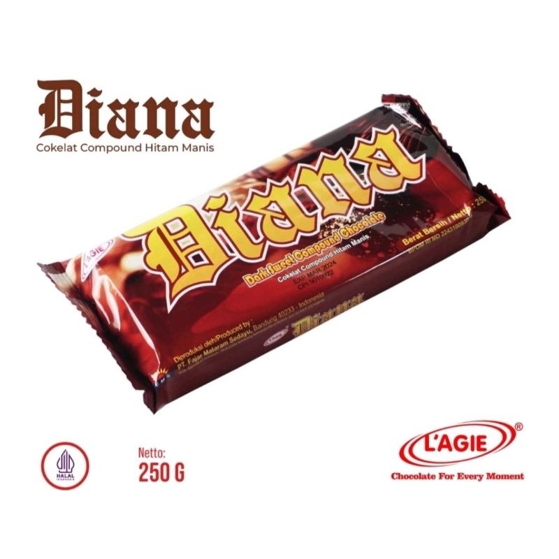 

LAGIE DIANA DARK SWEET COMPOUND CHOCOLATE 250 GR COKLAT BATANG