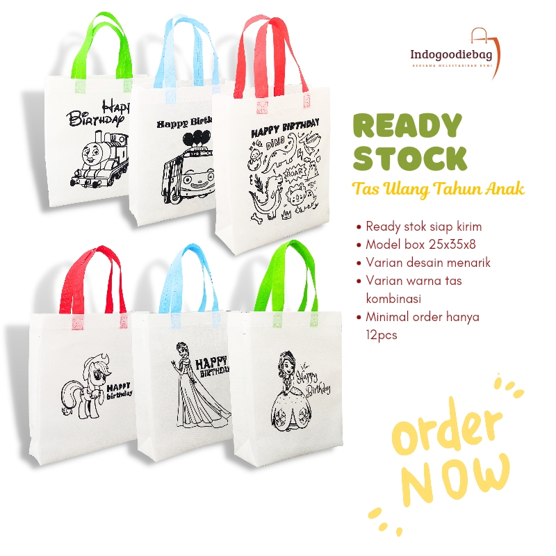 

Tas Goodiebag Standing Tali 25 x 35 x 8 souvenir goodie bag spunbond laken edisi ulang tahun