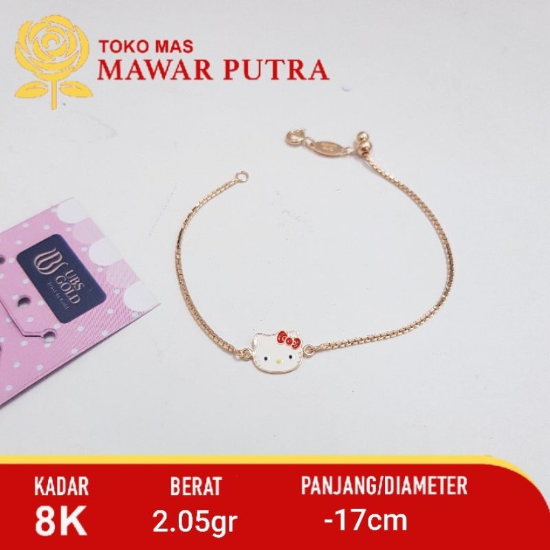 Gelang rantai anak Hello kitty UBS Gold - 8K