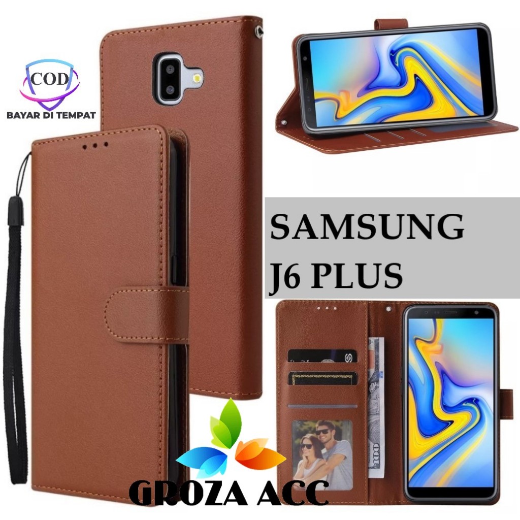 Flip Case SAMSUNG J6 PLUS Case Wallet Kulit Casing Dompet Case Wallet Leather Flip Case SAMSUNG J6 P