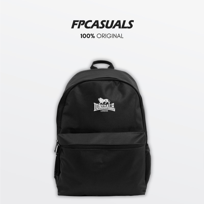 Tas Lonsdale Pocket Backpack Black ORIGINAL Resmi (barrel)
