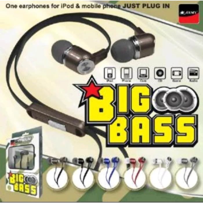 HEADSET ARMY BIG BASS HANDSFREE EARPHONE ARMY BIG BASS