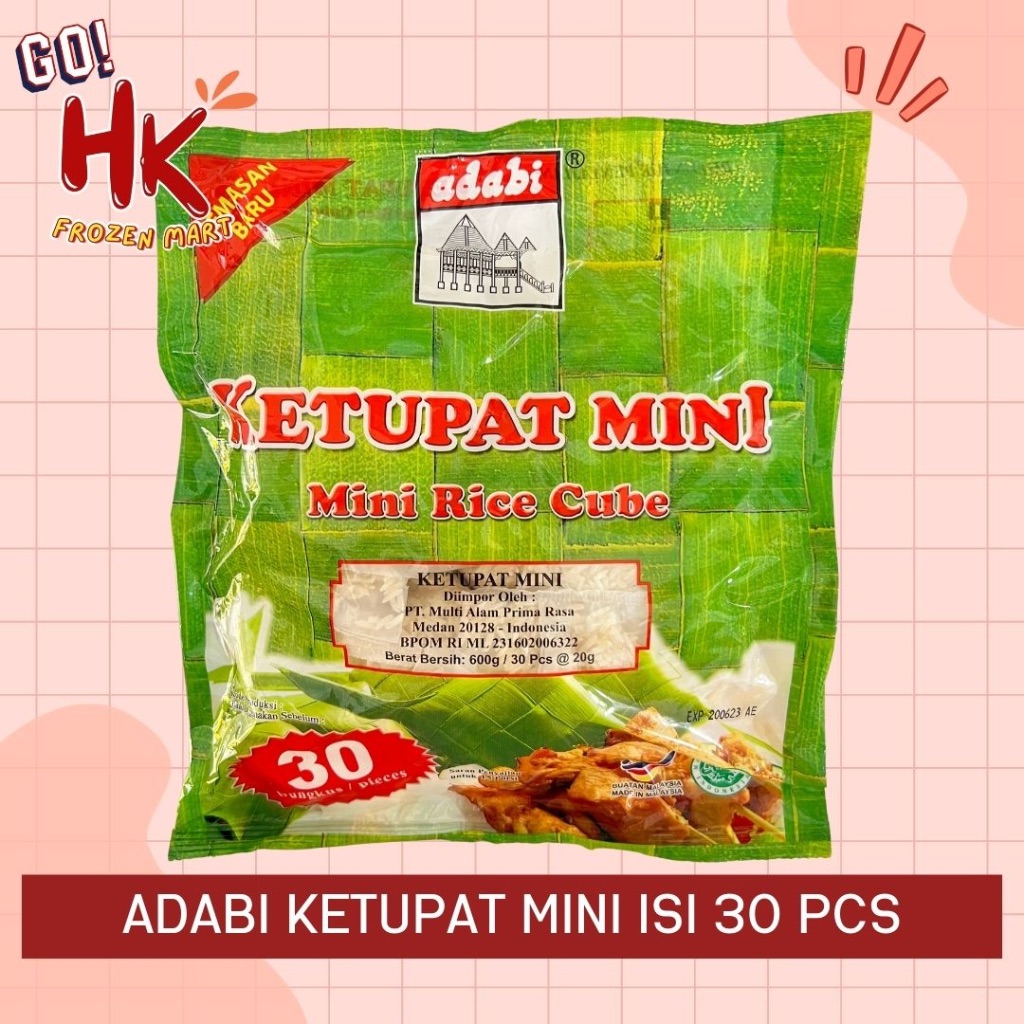 

Adabi Ketupat Mini isi 30 pcs | ketupat lontong siap masak rice cube HK Frozen Mart