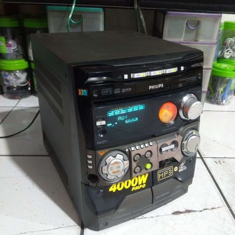 head compo hifi philips v520 radio tape aux in amplifier power 120 watt