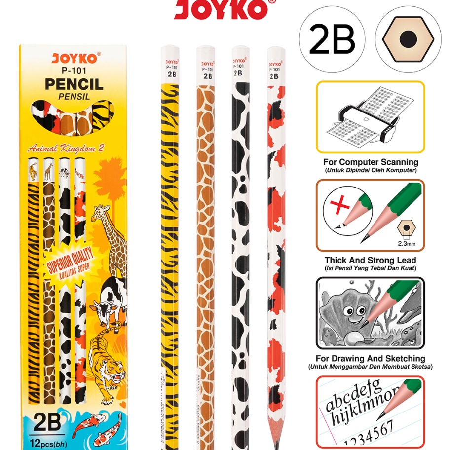 

Dijual Murah Pencil Pensil Joyko P-101 2B Animal Kingdom 2 1 BOX 12 PCS