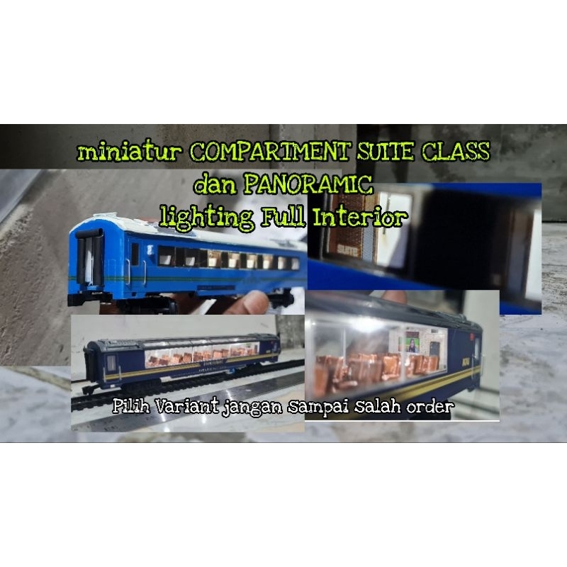 Miniatur Kereta Panoramic Suite Class Skala HO 1:87 dengan Lampu LED dan Bogie Railking