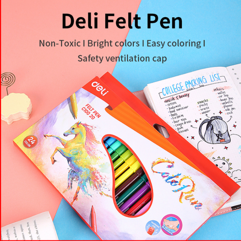 

Deli Felt Pen / Spidol Mewarnai 12/18/24 Warna Bullet Tip 1.0 mm Non-Toxic Mudah Dicuci EC100X0 perlengkapan sekolah perlengkapan menggambar mewarnai ATK alat tulis kantor terbaru