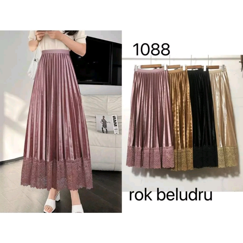 Rok Velvet Brukat Import Premium Dewasa Panjang Jumbo