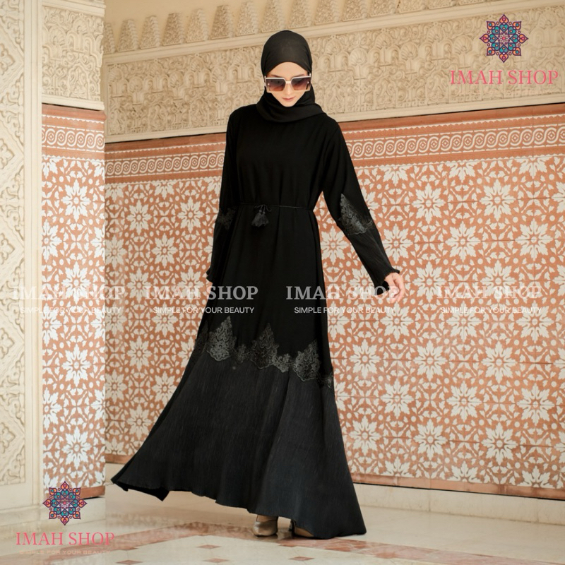 Abaya Gamis Turkey Hitam Dress Plisket Maxi Arab Saudi Bordir Zephy Turki Umroh Dubai Turkey 947 By Imah Shop