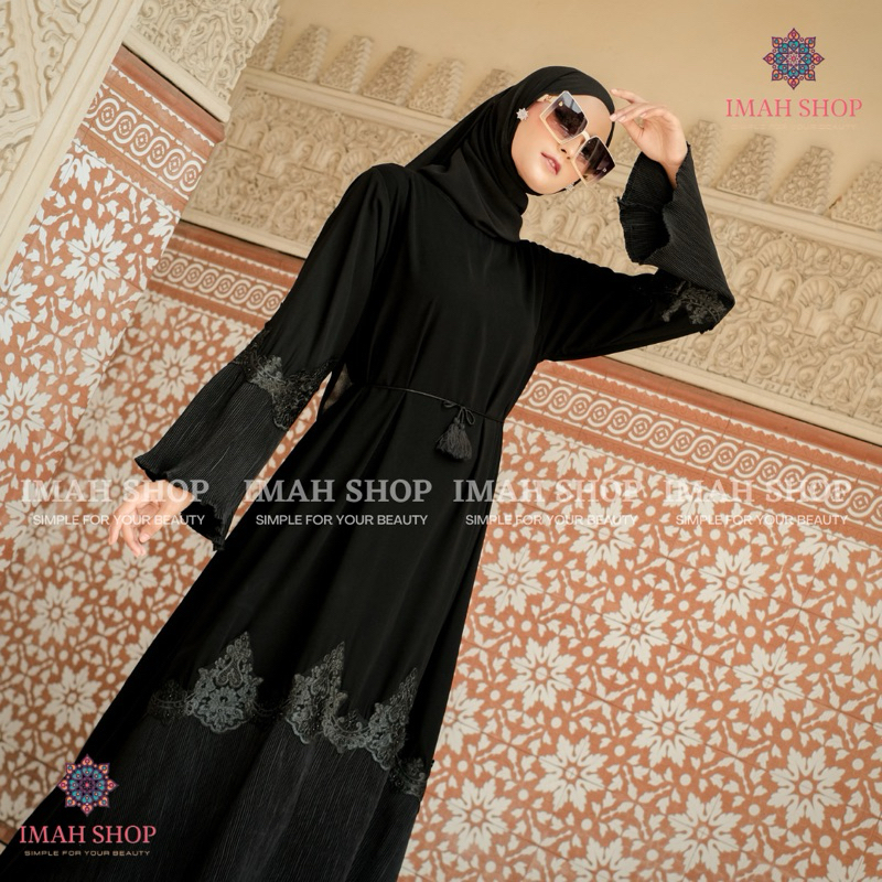 Abaya Gamis Turkey Hitam Dress Plisket Maxi Arab Saudi Bordir Zephy Turki Umroh Dubai Turkey 947 By Imah Shop