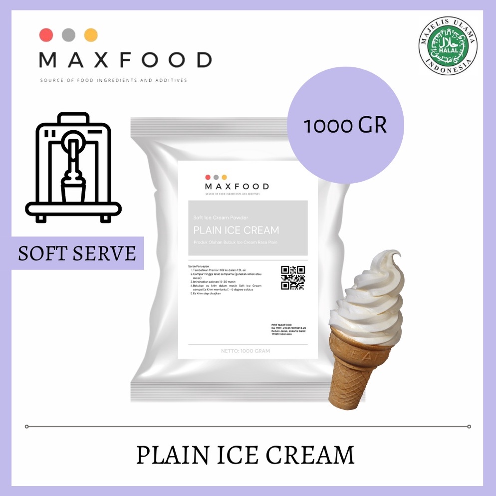 

COD✅ TERMURAH✅ MAXFOOD - Soft Plain Ice Cream / Bubuk Es Krim Plain 1 Kg