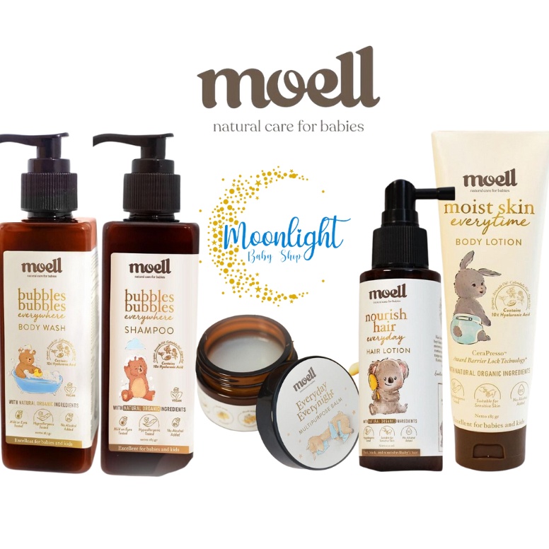 VIRAL Moell Body Wash | Body Lotion | Hair Lotion Nutrisi Rambut Anak Bayi | Set Sabun Shampoo SLS F