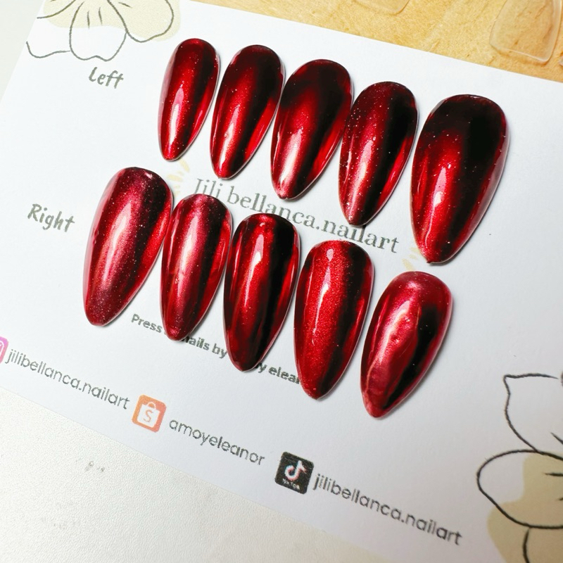 maroon metalic kuku palsu natal nails fake nails press on nails