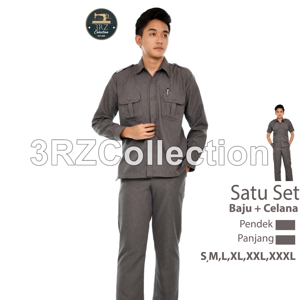 Terlaris.. Seragam Dinas Pria Baju Dinas Abu Abu Baju Seragam Abu Tua Kerja Kantor Pria Seragam PNS/
