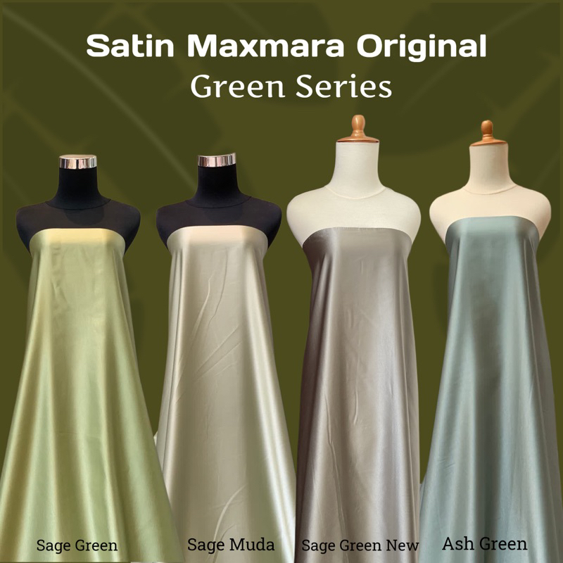 Bahan Satin Maxxmara Maxmaraa Silk Lux Premium Meteran Mewah Warna Hijau Sage Green