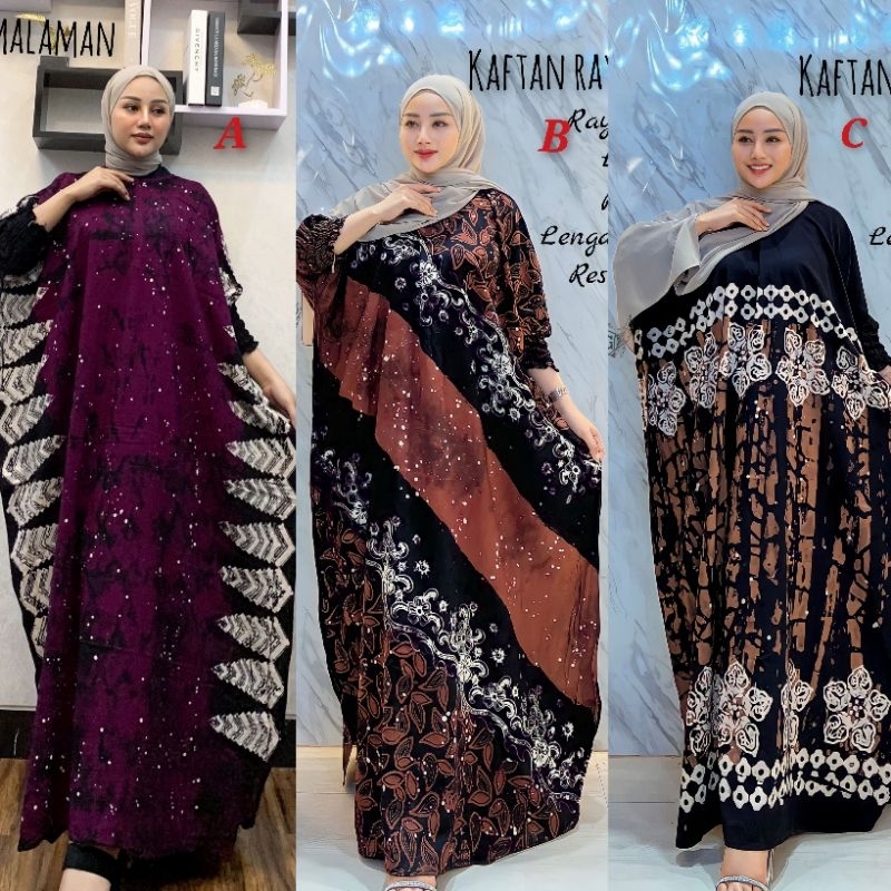 Gamis Kaftan Wanita Twill Rayon Premium Batik Malaman Pekalongan Original
