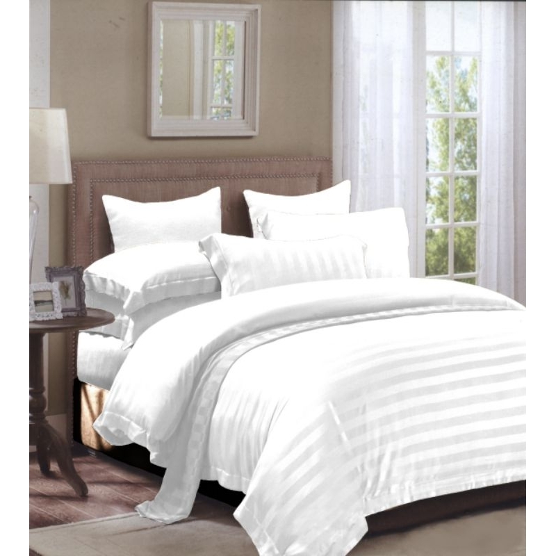 Sprei Sutra Salur Organic 60s / Sprei Sutra Garis / Sprei Hotel Sutra / Sprei Garis Premium BANYAK W