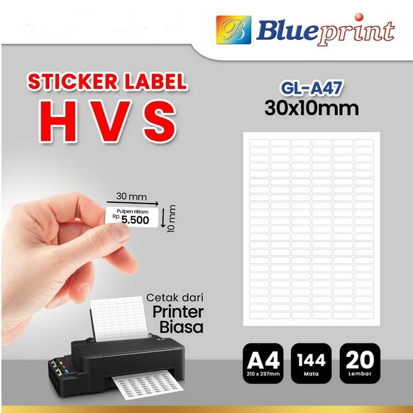 

Label Sticker HVS Blueprint (Bisa Diprint) Menggunakan Printer Biasa 30mmX10mm