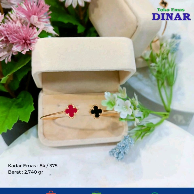 GELANG OVAL VANCLEEF BT MERAH +HITAM SLP -EMAS MUDA -8K/375