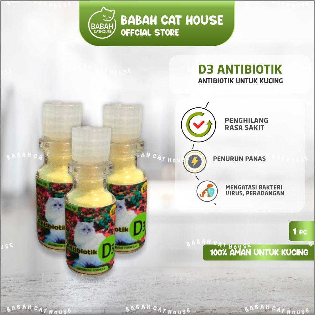 D3 Antibiotik Kucing Obat Untuk Demam Radang Virus Flu Anak Kitten Cat Penurun Panas Vitamin Ampuh