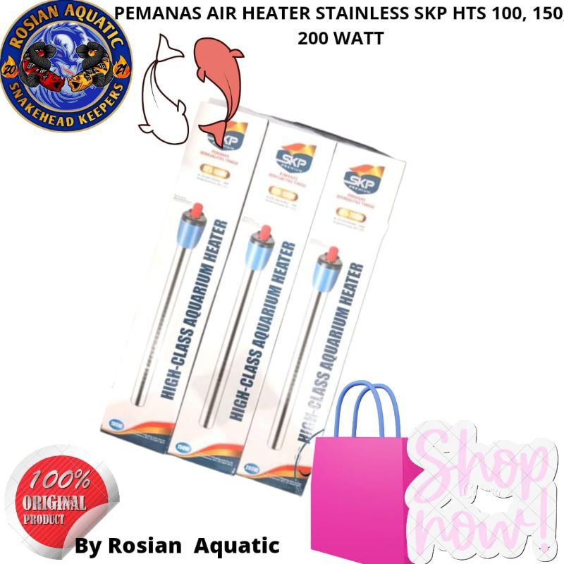 Pemanas Air Aquarium HEATER STAINLESS SKP HTS 100WATT 150WATT 200WATT