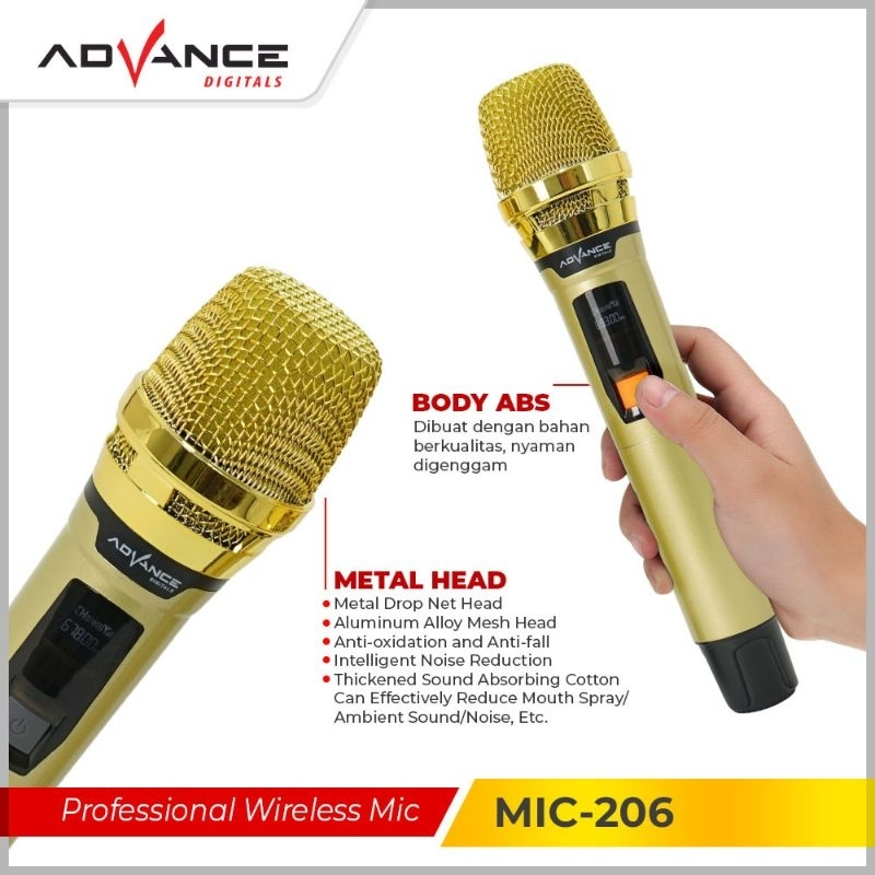 Advance Microphone Mic Double Wireless + Receiver MIC 206 / 207