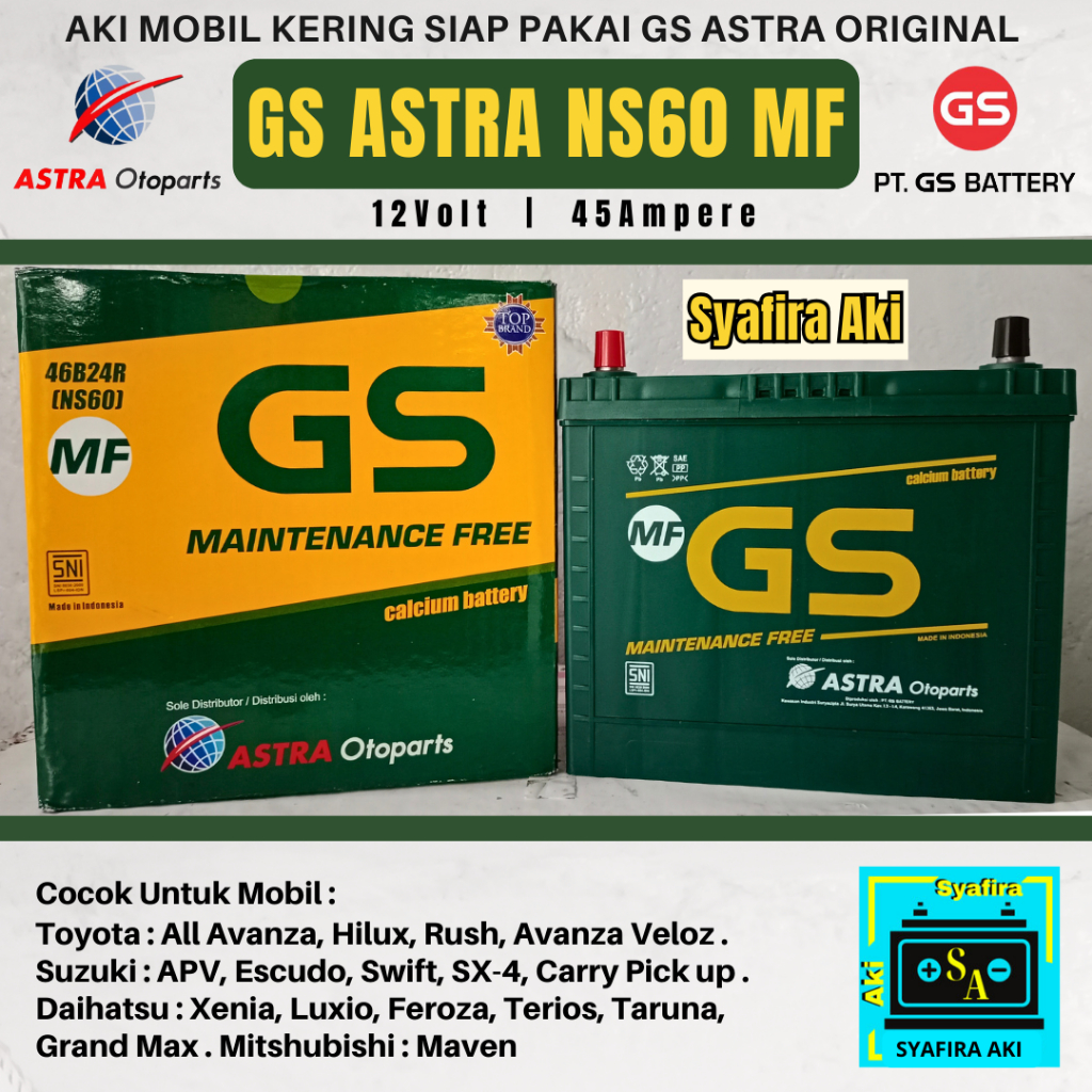 AKI MOBIL AVANZA G, VELOZ, XENIA, APV, GRANDMAX, LUXIO NS60 GS ASTRA ORIGINAL MF