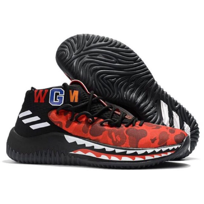 sepatu pria adidas man bape x dame 4 Red camo