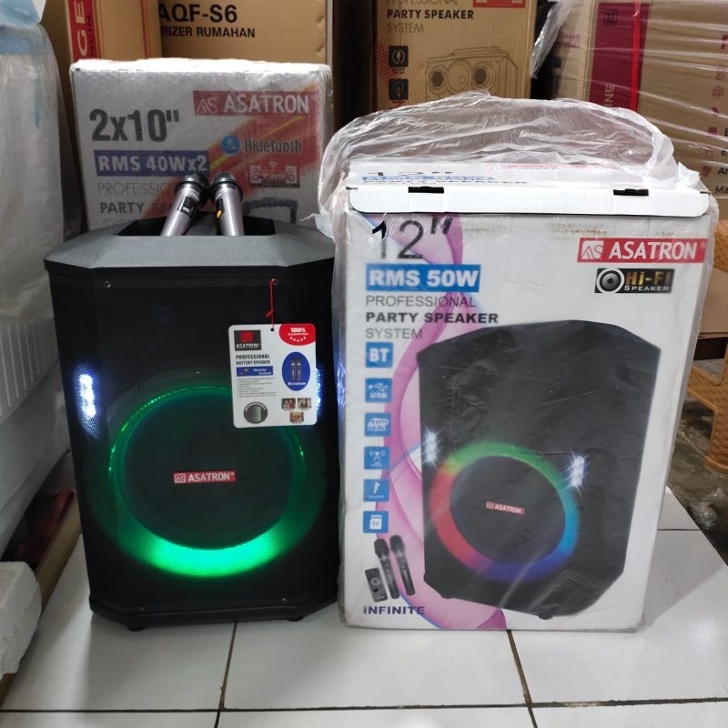 SPEAKER BLUETOOTH PORTABLE ASATRON INFINITE 12INCH RMS 50WATT INCLUDE MIC WIRELESS 2PCS 100% ORI