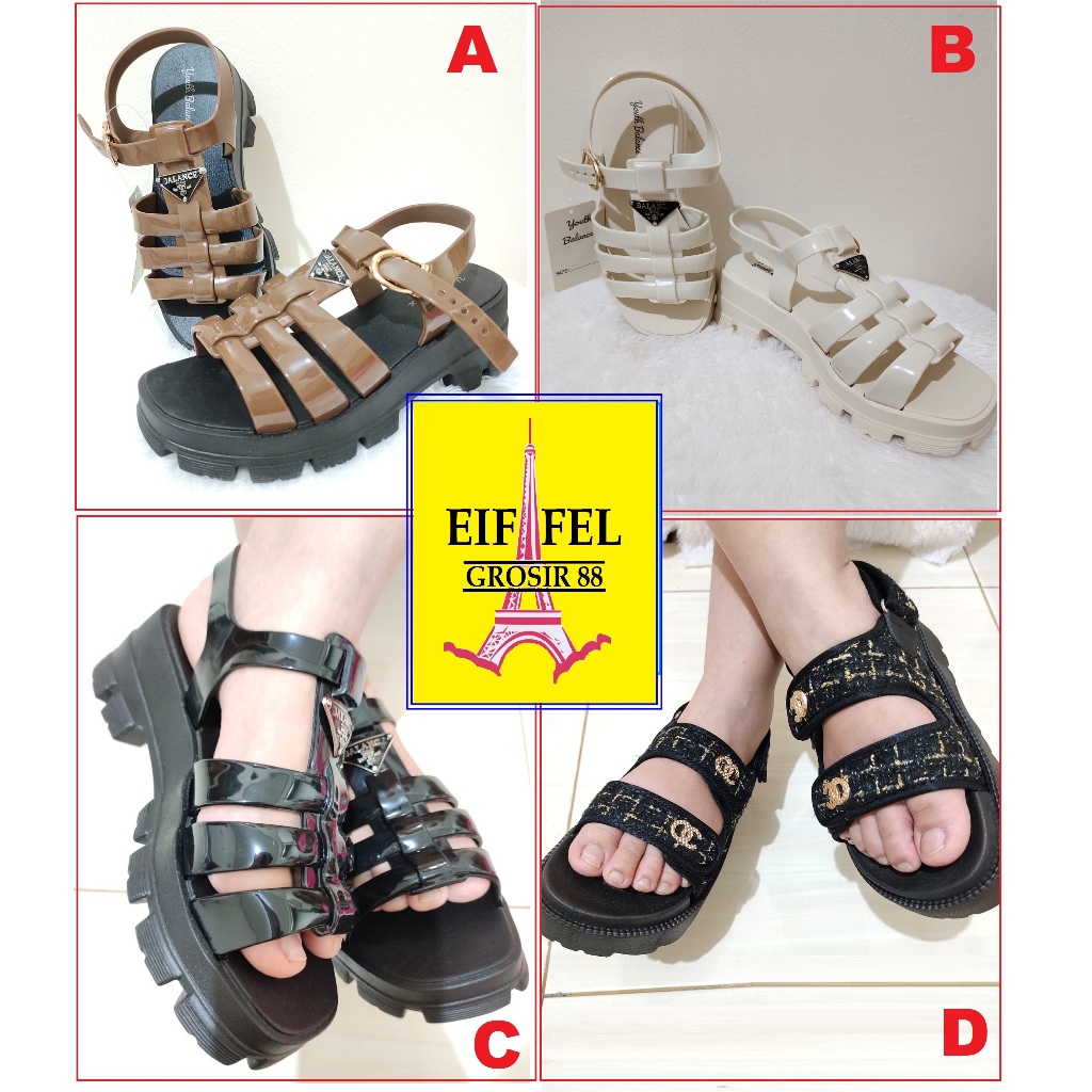 12.12 SALE  Sandal Wedges Wanita Import (Wedges Murah, Wedges Trendy, Wedges Viral) EIFFEL GROSIR 88
