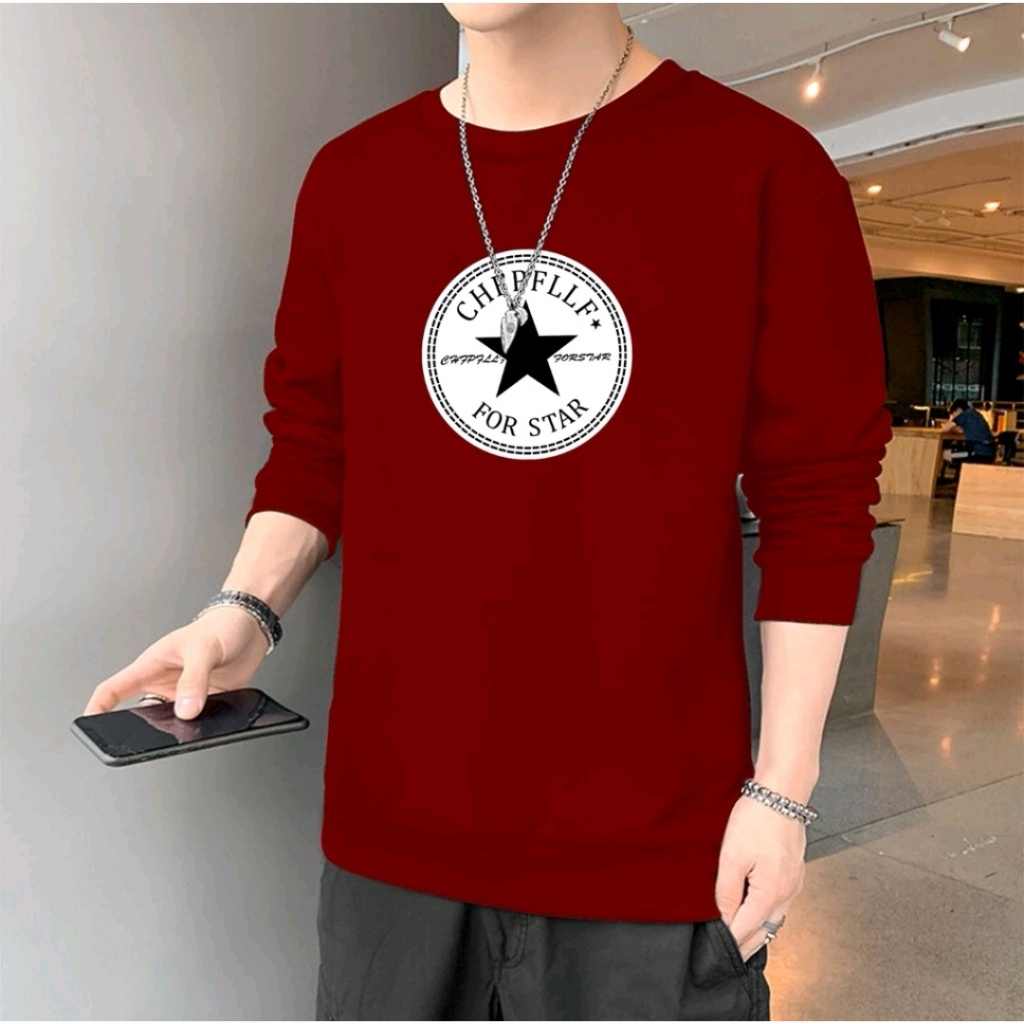 Bisa COD Sweater Keren Promo Sale Kaos Pria Kekinian For Star Kaos Pria Lengan Panjang Baju Unisex Cowok Terbaru Sweter Pria Distro Crewneck Cowok Kasual Kaos Oblong Murah Terlaris Sweater Remaja Dewasa